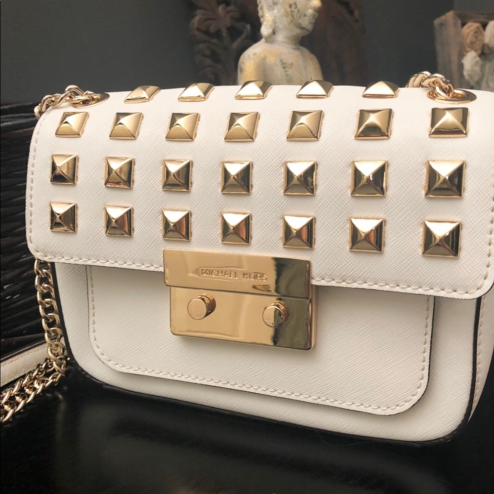 Authentic White-Gold studded Michael Kors handbag
